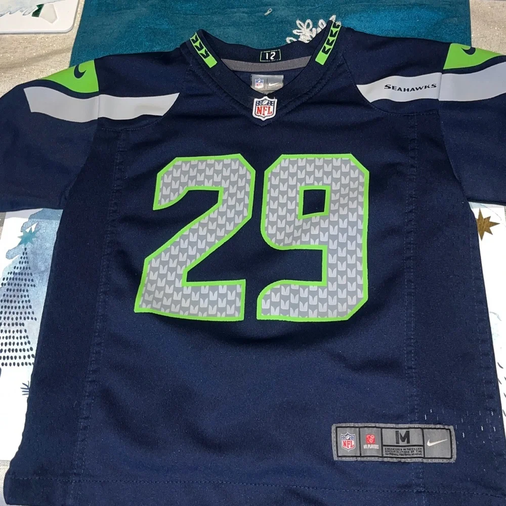 Seattle Seahawks Football Jersey Blue Green Kid's M Boy Girl NFL #29 THOMAS III